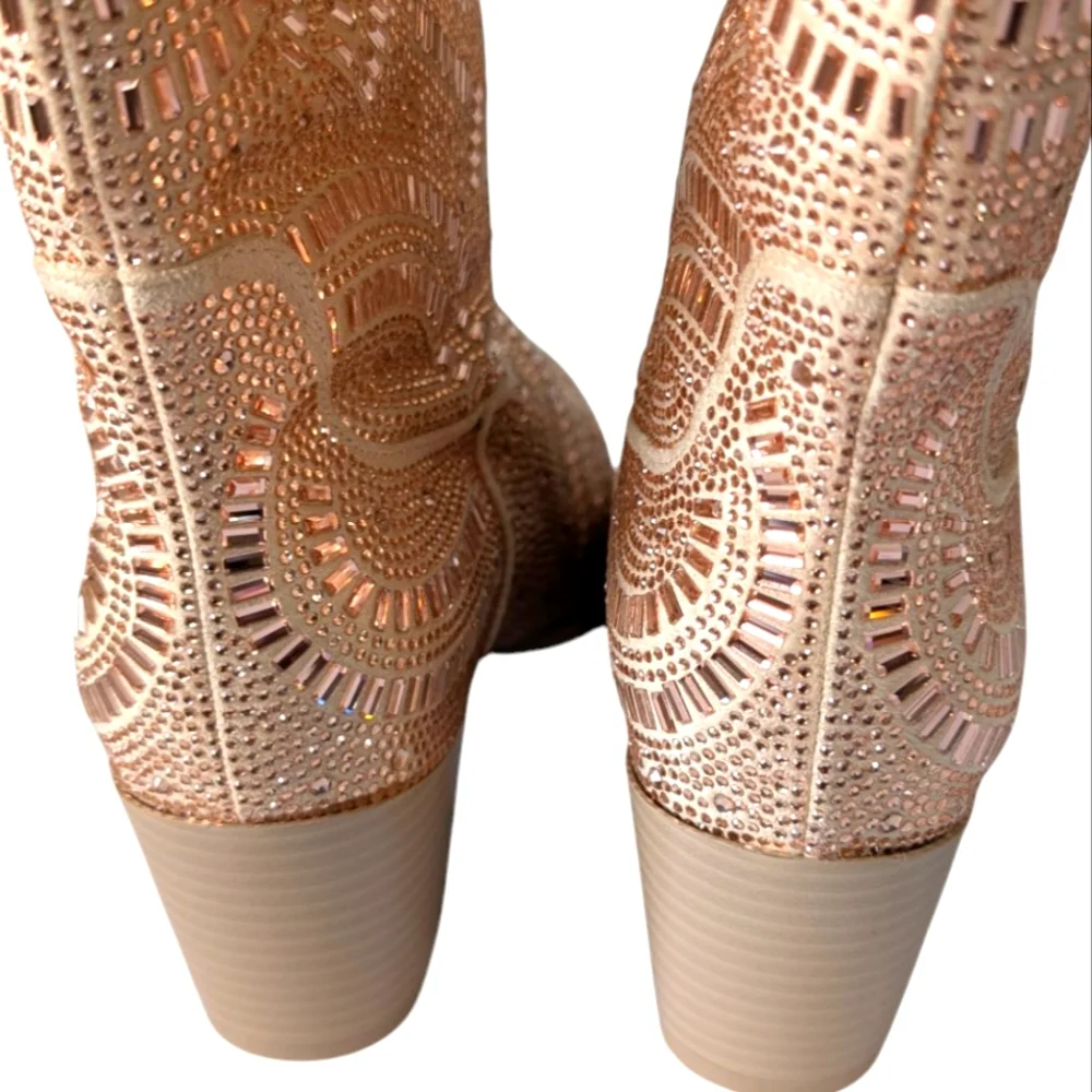 NEW..Azalea Wang  Rhinestone Studded Pointed Western Ankle Boots...size 8.5